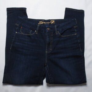 SEVEN7 womens DARK BLUE denim JEANS stretch HIGH RISE skinny TUMMYLESS SIZE 14